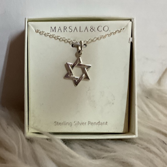 Silver Star of David Pendant Necklace NIB - Picture 1 of 7
